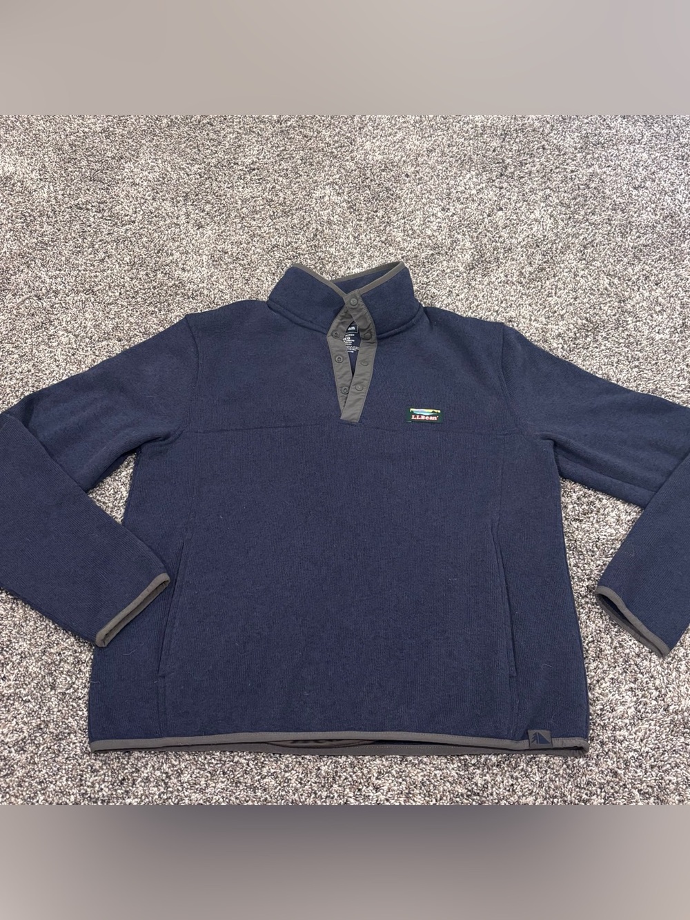 L.L. Bean Men’s Navy Fleece Snap-Placket Pullover